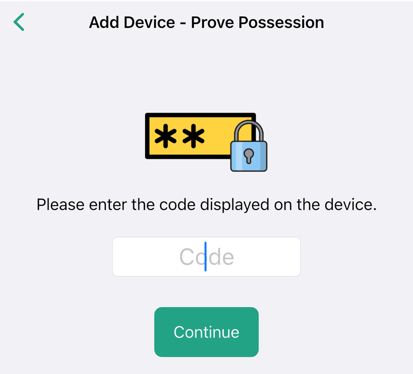 Enter pairing code in app